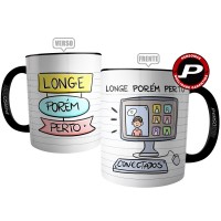 Caneca Professora Aula Online Conectados Longe Porém Perto