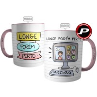 Caneca Professora Aula Online Conectados Longe Porém Perto