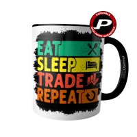 Caneca Eat Sleep Trade Repeat Investidor Trader Bolsa B3 Btc