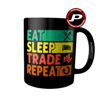 Caneca Eat Sleep Trade Repeat Investidor Trader Bolsa B3 Btc