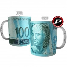 Caneca Real Cédula Nota de 100 Reais Dinheiro Investidor