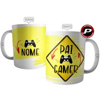 Caneca Pai Gamer Personalizada com Nome - Pai Nerd Geek