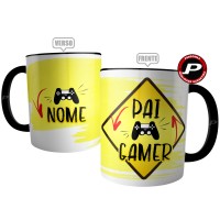 Caneca Pai Gamer Personalizada com Nome - Pai Nerd Geek