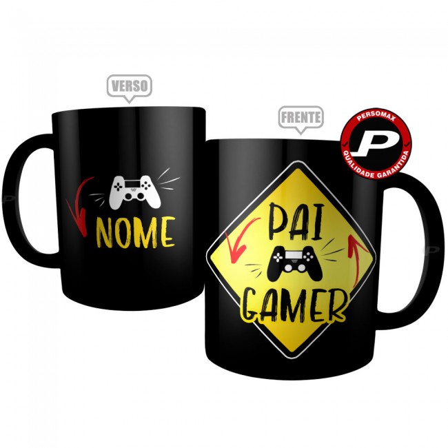 Caneca Pai Gamer Personalizada com Nome - Pai Nerd Geek