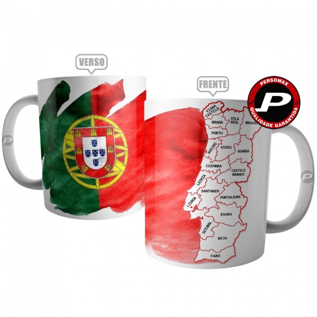 Caneca Bandeira Portugal com Mapa para Colorir