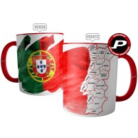 Caneca Bandeira Portugal com Mapa para Colorir