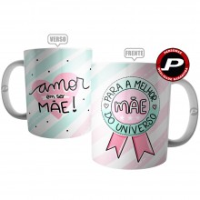 Caneca Selo para Melhor Mãe do Universo - Amor em ser Mãe