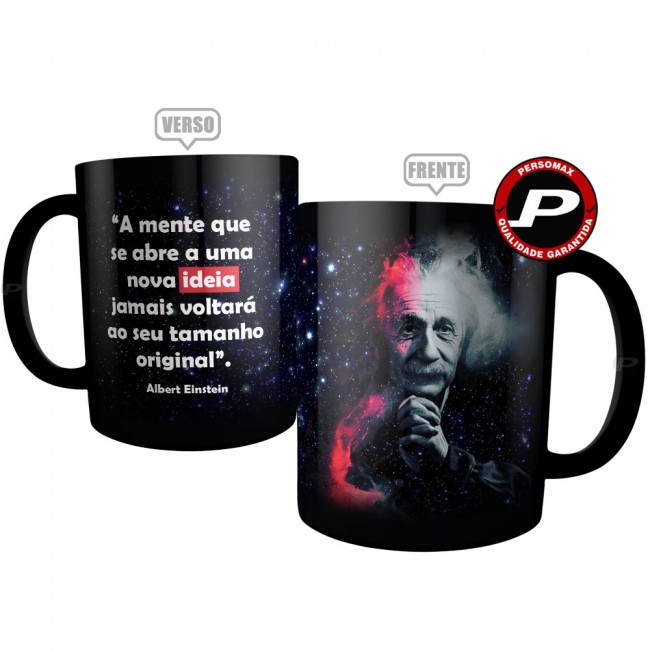 Caneca Preta Frase Físico Albert Einstein