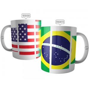Caneca Bandeira Brasil X Estados Unidos - Intercâmbio