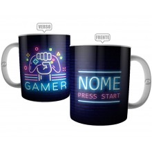 Caneca Gamer Personalizada com Nome - Press Start