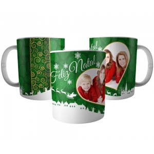 Caneca Coração de Natal com foto