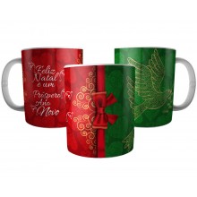 Caneca Laço Natalino - Feliz Natal e um Próspero Ano Novo 