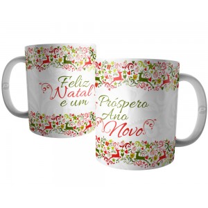 Caneca Decorada Feliz Natal e um Próspero Ano Novo