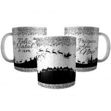 Caneca Renas e Papai Noel - Feliz Natal e um Próspero Ano Novo