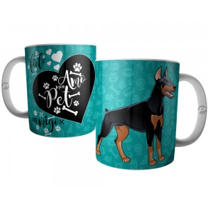 Caneca Cachorro Doberman - Amo Meu Pet Amigo Anjo Fiel