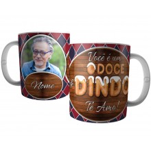 Caneca Você é um Doce de Dindo com Nome e Foto