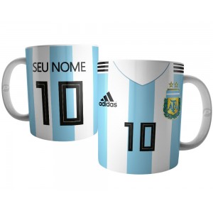 Caneca Camiseta da Argentina com Nome