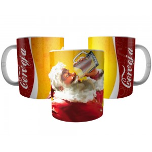 Caneca Papai Noel Bebendo Cerveja